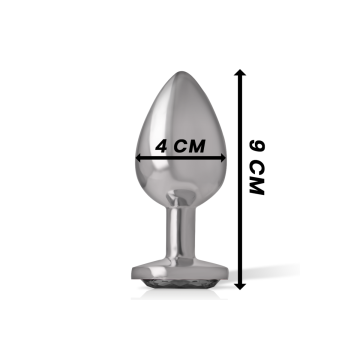 Intense - Plug Anal Metal Aluminio Con Cristal Negro Talla L |