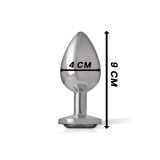 Intense - Plug Anal Metal Aluminio Con Cristal Negro Talla L |
