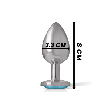 Intense - Plug Anal Metal Aluminio Con Cristal Azul Talla M |
