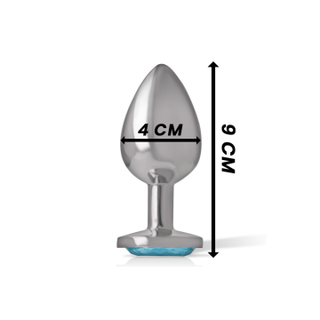 Intense - Plug Anal Metal Aluminio Con Cristal Azul Talla L |
