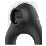 BLACK&SILVER - ANILLO VIBRADOR SILICONA 3 MOTORES RECARGABLE NEGRO