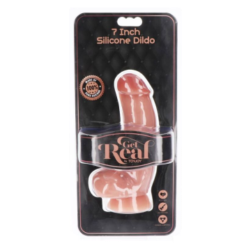 GET REAL - DILDO SILICONA 18 CM CON TESTÍCULOS NATURAL