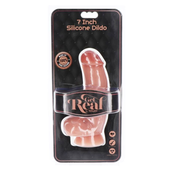GET REAL - DILDO SILICONA 18 CM CON TESTÍCULOS NATURAL