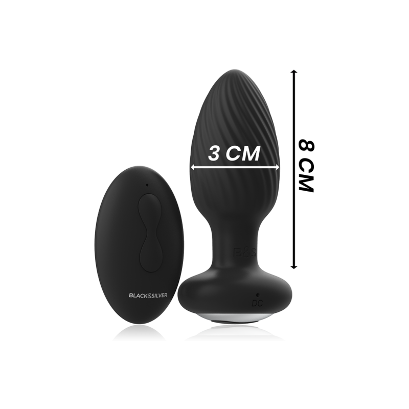 Black&Silver - Wells Plug Silicone Anal Rotator Remote Control |