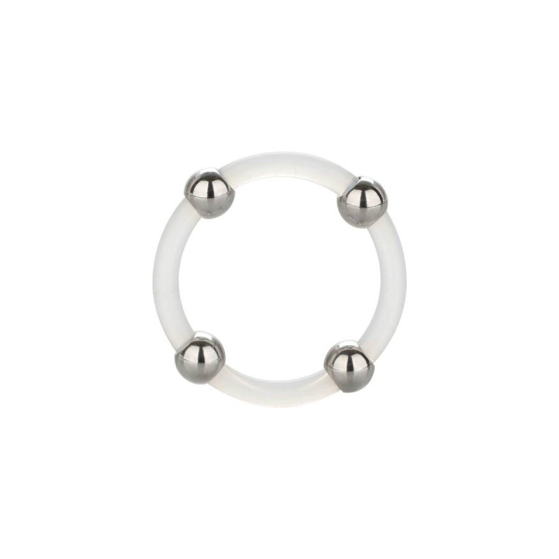 CALEXOTICS - ANELLO IN SILICONE CON PERLINE IN ACCIAIO L - Cockring s…