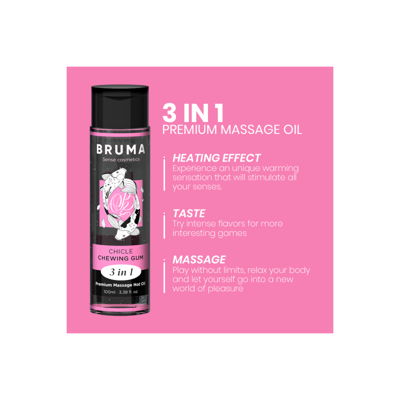 BRUMA - PREMIUM-MASSAGEÖL MIT WÄRMEEFFEKT, GUM-GESCHMACK 3 IN 1 - 100…