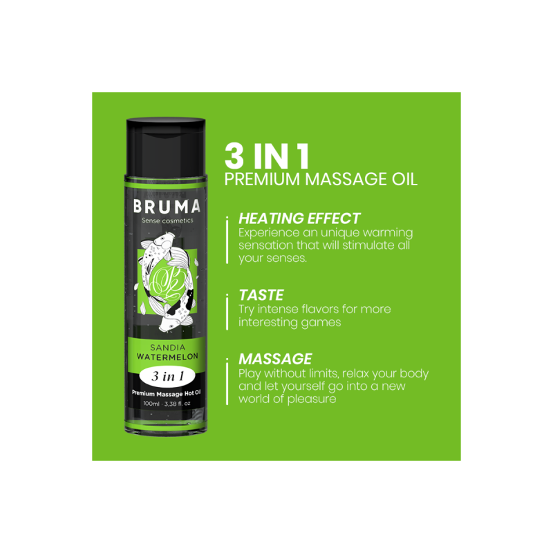 BRUMA - OLIO DA MASSAGGIO PREMIUM EFFETTO CALORE SAPORE ANGURIA 3 IN…