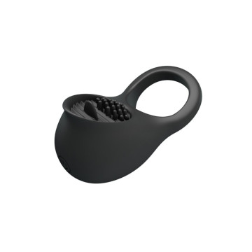 Pretty Love - Anillo Vibrador Para Pene Con Lengua Negro | Vybes.it