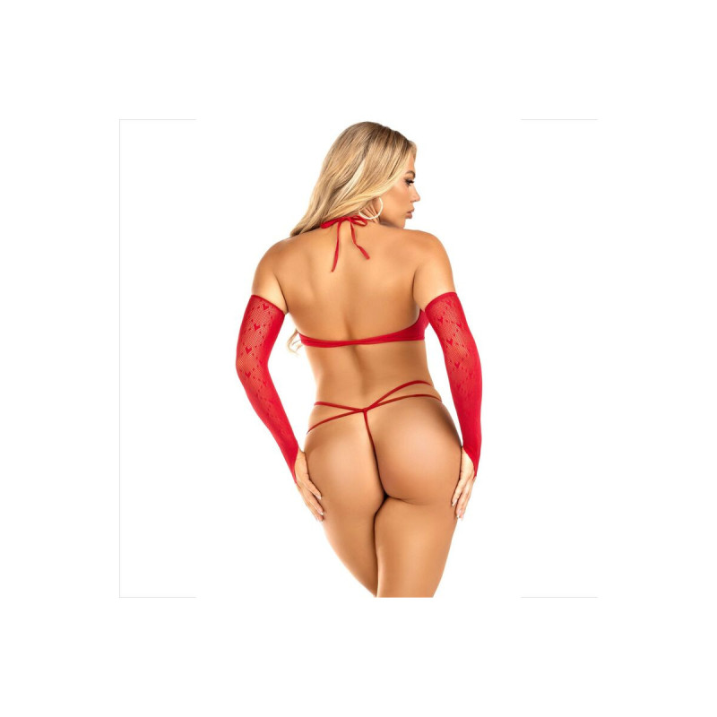 Leg Avenue - Ensemble 3 Pièces Top + String + Manches | Vybes.it