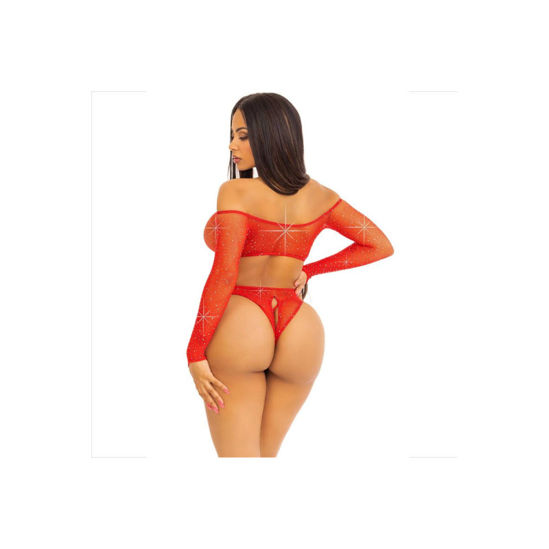 Leg Avenue - Body Crotchless Con Brillo Rojo | Vybes.it