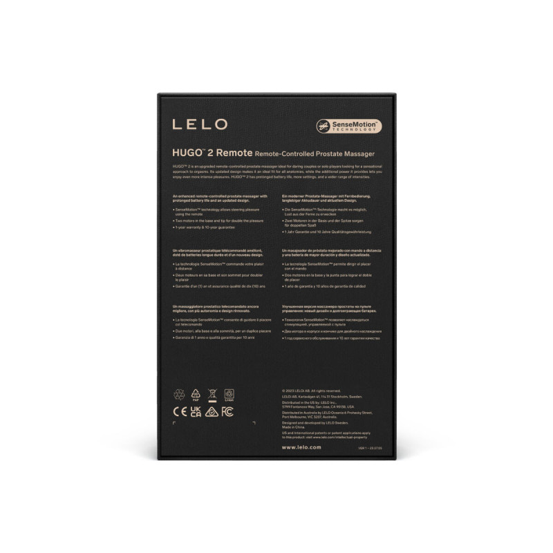 Lelo - Telecomando Massaggiatore Prostatico Hugo 2 Nero | Vybes.it