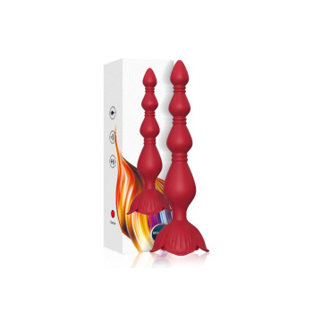 Armony - Rosa Vibrador Pagoda & Plug Anal Rojo | Vybes.it
