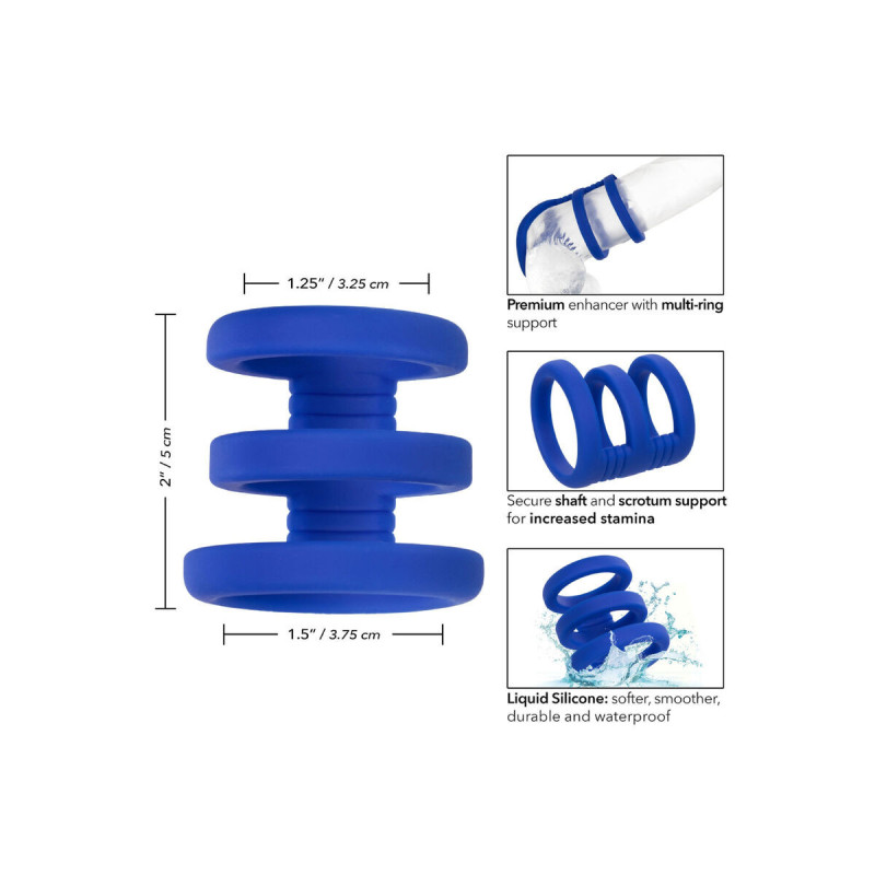 CALEXOTICS - ADMIRAL TRIPLE COCK CAGE BLUE - Cockrings without vibrat…