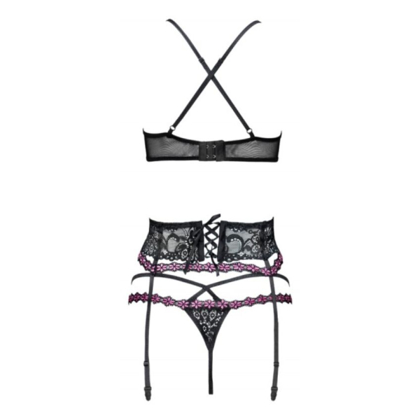 LIVCO CORSETTI FASHION - SNEHANA LC 90443 SUJETADOR + LIGUERO + PANTY NEGRO S/M