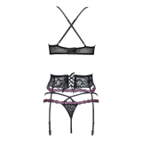 LIVCO CORSETTI FASHION - SNEHANA LC 90443 SUJETADOR + LIGUERO + PANTY NEGRO S/M