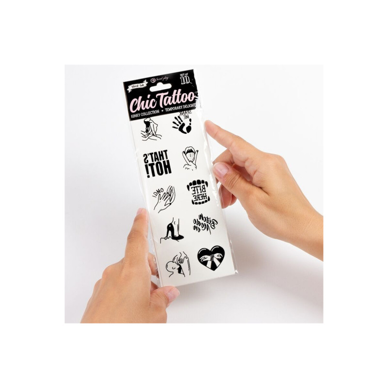 SECRET PLAY - ENSEMBLE DE 10 TATOUAGES TEMPORAIRES KINKY COLLECTION -…