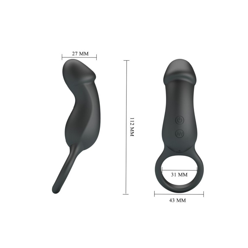 Pretty Love - Trae Anillo Vibrador Con Estimulador Negro | Vybes.it
