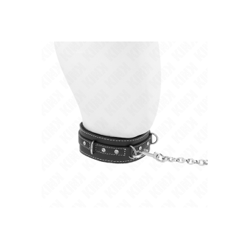 Kink - Collier En Cuir Pvc Avec Ceinture 105 Cm Rivet Strass 41,5 X