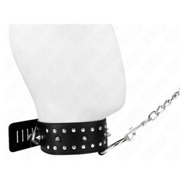 KINK - COLLIER AVEC LAISSE 65 CM AVEC CLOUS ARGENTÉS MODÈLE 1 AJUSTABLE 36-43 CM X 5 CM