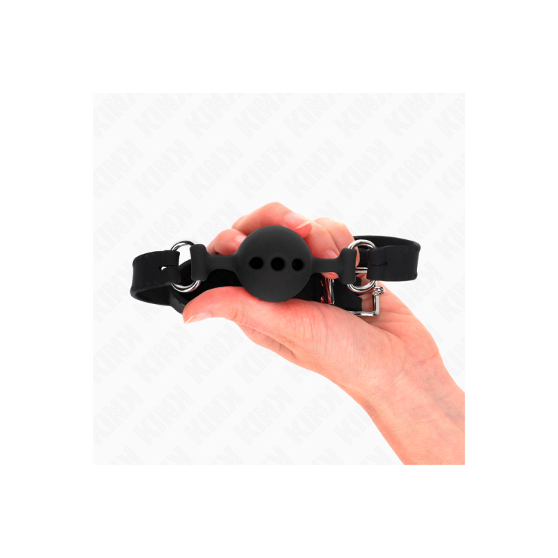 KINK - FULL SILICONE GAG 55 x 2 CM WITH 4 CM BALL SIZE S BLACK ADJUST…