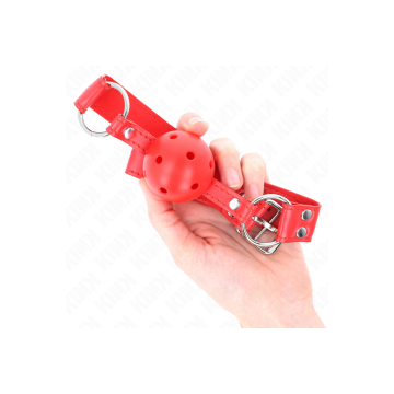 KINK - COMPLETE RED HOLLOW HARD BALL GAG 62 x 2 CM - KINK COLLAR & GA…