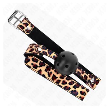 KINK - MORDAZA DE BOLA 4.5 CM TRANSPIRABLE LEOPARDO 65 x 2.5 CM