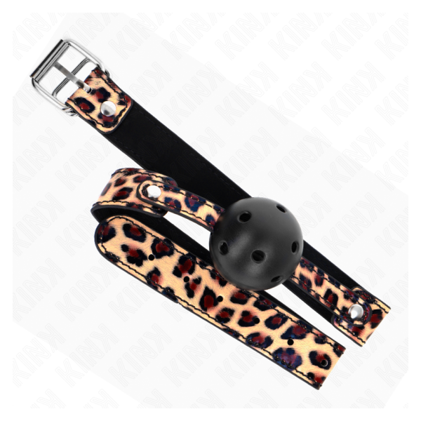 KINK - MORDAZA DE BOLA 4.5 CM TRANSPIRABLE LEOPARDO 65 x 2.5 CM