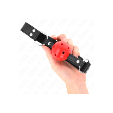 KINK - BREATHABLE BALL 4 CM GAG WITH DOUBLE RIVET LEATHER 62.5 x 2.5…