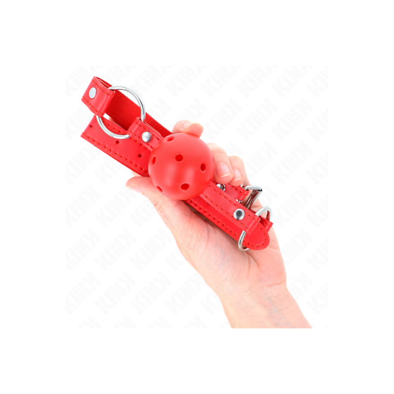 KINK - ATMUNGSAKTIVER BALL 4 CM KNEBEL MIT DOPPELNIET MODELL 1 ROT 62…