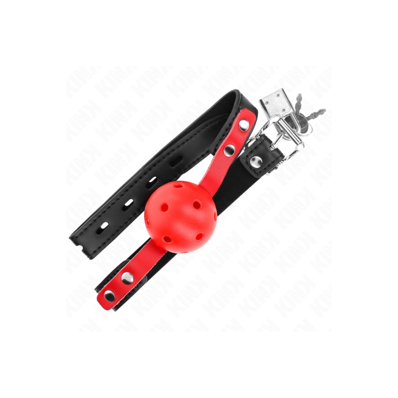 KINK - BALLE DURE CREUSE ROUGE 4 CM GAG BRACELET NOIR 60 x 2 CM AJUST…
