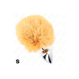 KINK - STAINLESS STEEL PLUG 7 x 3 CM WITH BEIGE FAUX FUR RABBIT TAIL…
