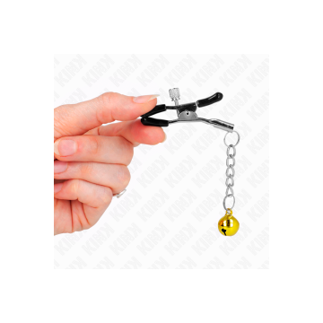 KINK - GOLD JINGLE BELL PENDANT NIPPLE CLAMPS 6 CM - KINK NIPPLE GRIP…
