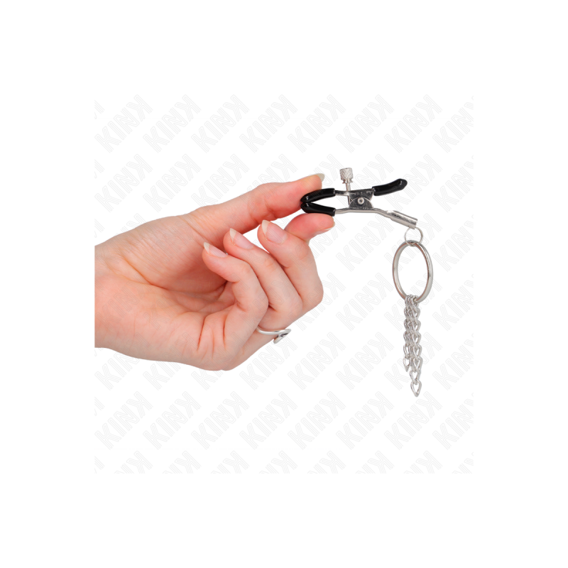 KINK - O RING NIPPLE CLAMP AND LITTLE CHAIN SILVER 6 CM - KINK NIPPLE…