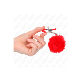 KINK - FAUX FUR BALL NIPPLE CLAMP RED 6 CM - KINK NIPPLE GRIP - Sadom…