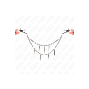 KINK - NIPPLE CLAMPS WITH SPIKES CHAINS 30 CM - KINK NIPPLE GRIP - Sa…