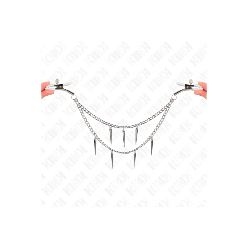 KINK - NIPPLE CLAMPS WITH SPIKES CHAINS 30 CM - KINK NIPPLE GRIP - Sa…