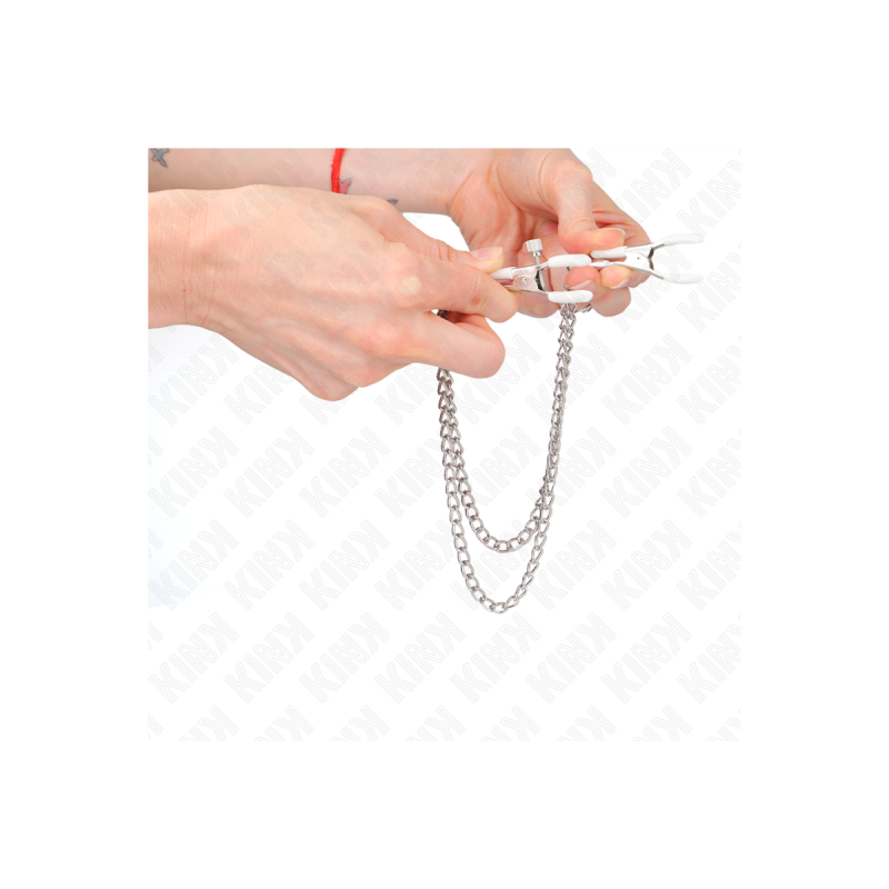 KINK - NIPPLE CLAMPS WITH 2 THIN CHAINS SILVER 20/23 CM - KINK NIPPLE…