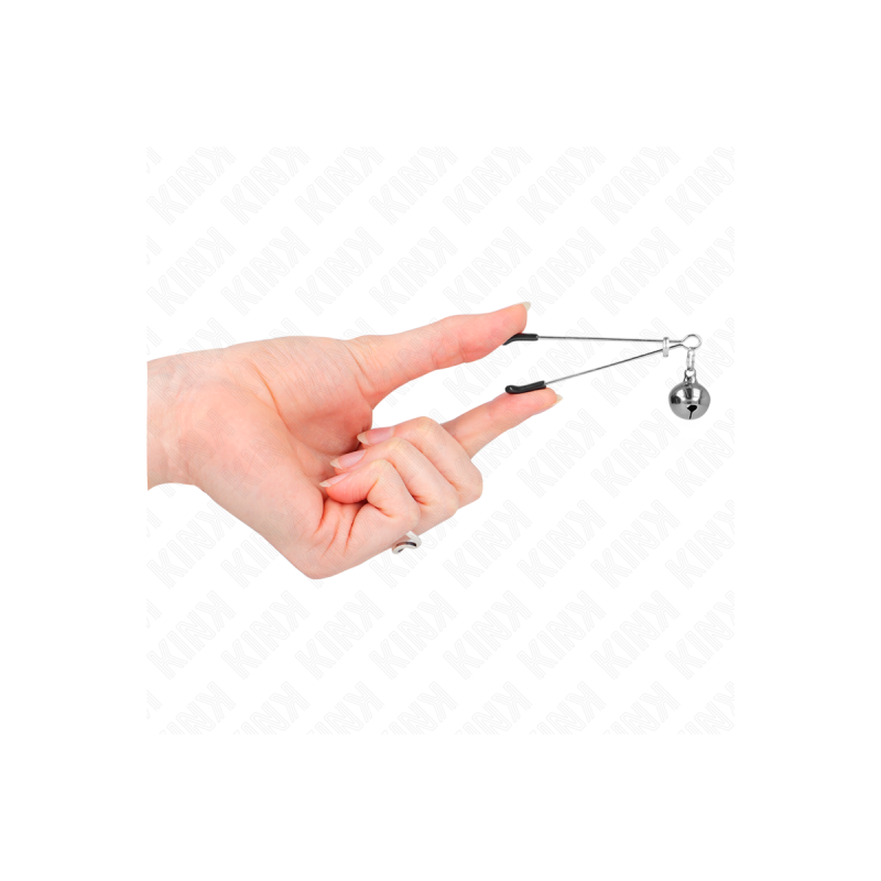 KINK - THIN BELL NIPPLE CLAMPS SILVER 7 CM - KINK NIPPLE GRIP - Sadom…