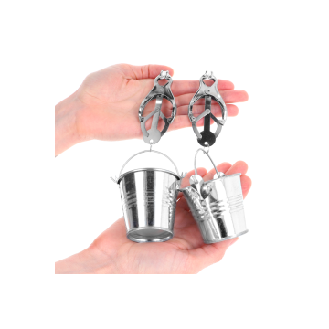 KINK - JAPANISCHE KLEEBLATT-NIPPELKLAMMERN MIT EIMER SILBER - KINK NI…