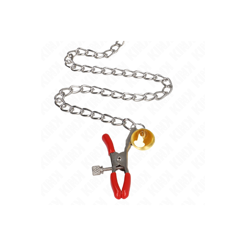 KINK - PINCES À TAMELON ET CLITO BELL TRIPLE ROUGE AVEC CHAINE 30 CM…