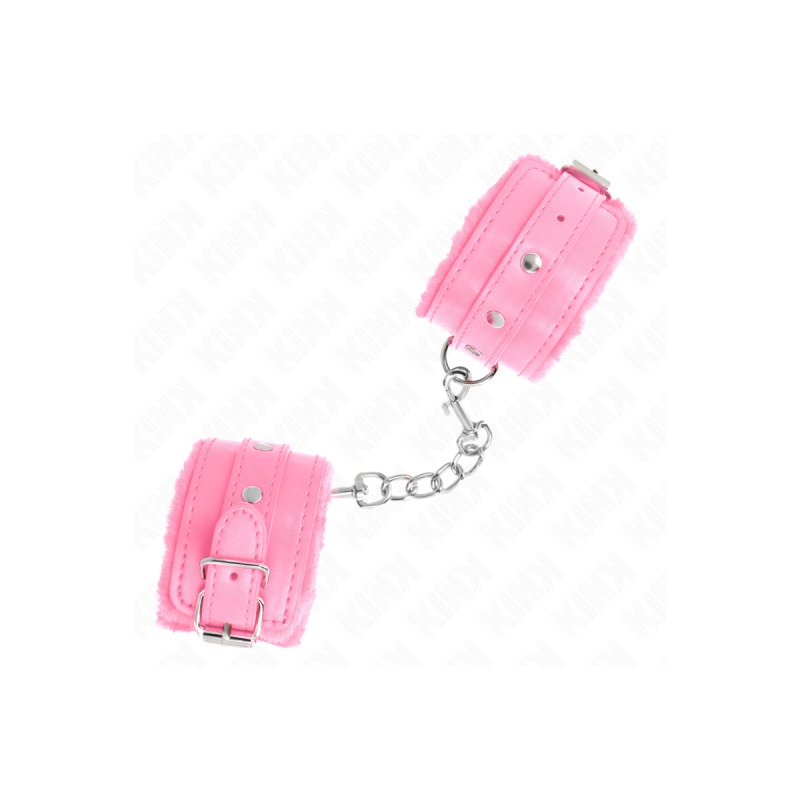 KINK - APPUI-POIGNETS DOUBLÉS DE FOURRURE PREMIUM ROSE AVEC CEINTURE…