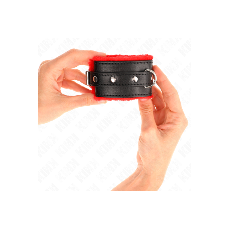 KINK - APPUI-POIGNETS DOUBLÉS DE FOURRURE PREMIUM ROUGE AVEC CEINTURE…