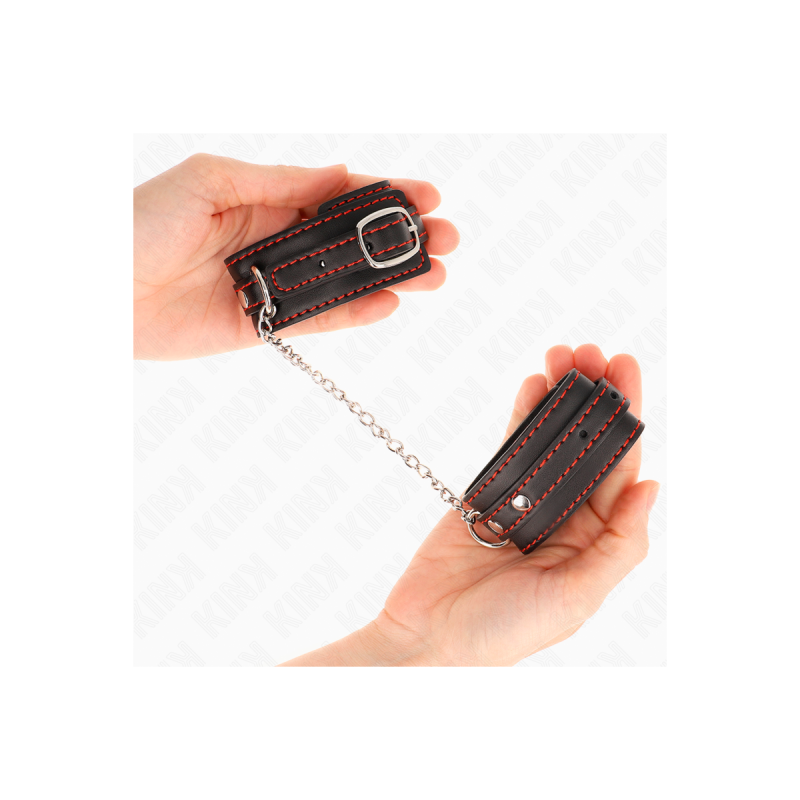 KINK - PETITES RETENUES-POIGNETS NOIRES AVEC DOUBLURE ROUGE RÉGLABLE…
