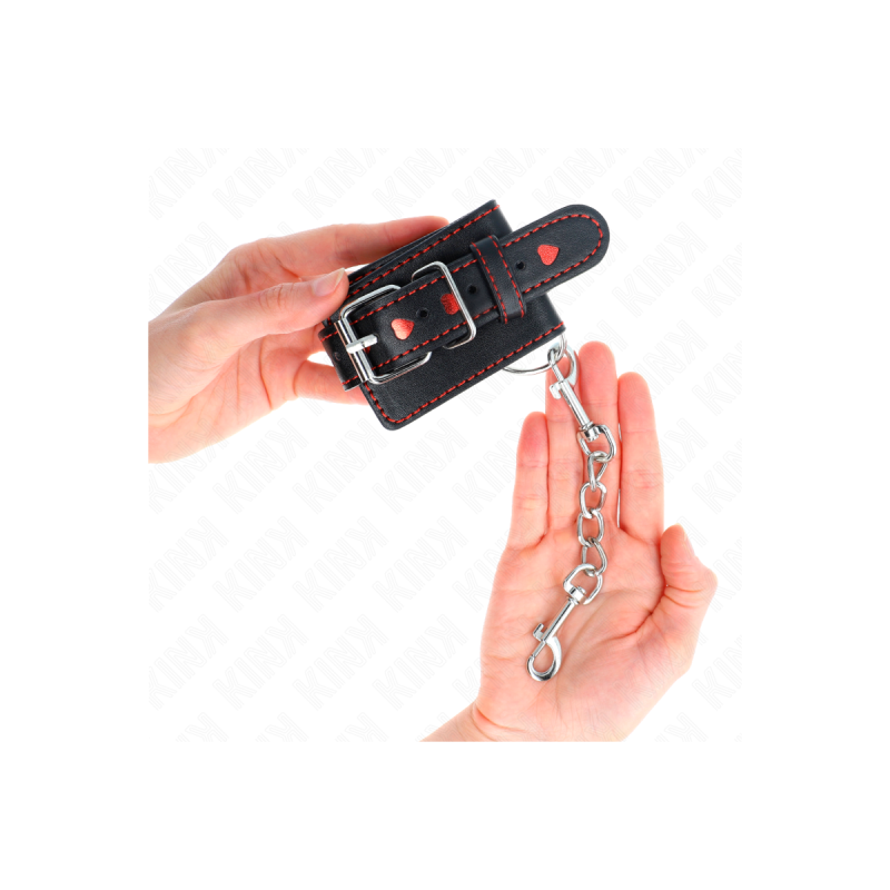KINK - APPUI-POIGNETS NOIR AVEC INCRUSTATION COEUR ROUGE RÉGLABLE 21-…