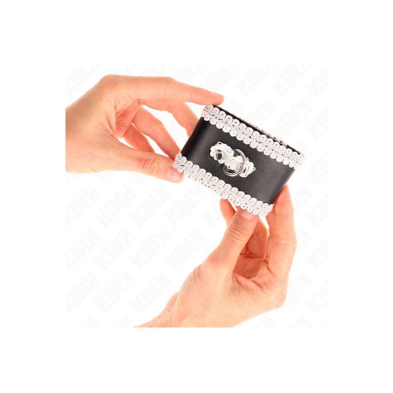 KINK - APPUI-POIGNETS NOIR AVEC DENTELLE DÉCORÉE BLANCHE RÉGLABLE 20-…
