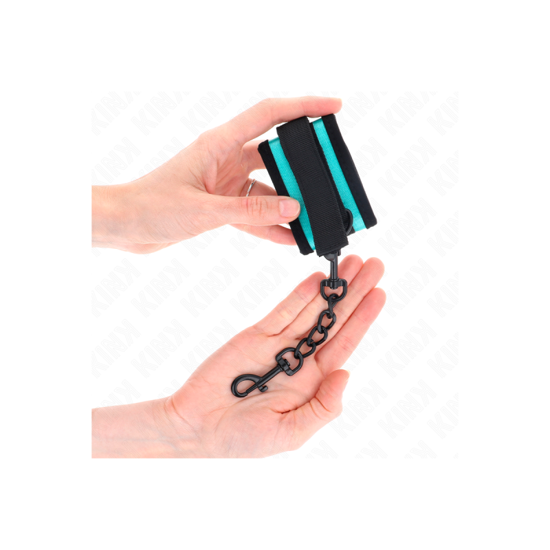 KINK - HOOK AND LOOP NYLON BIND WRIST RESTRAINTS BLACK-BLUE ADJUSTABL…