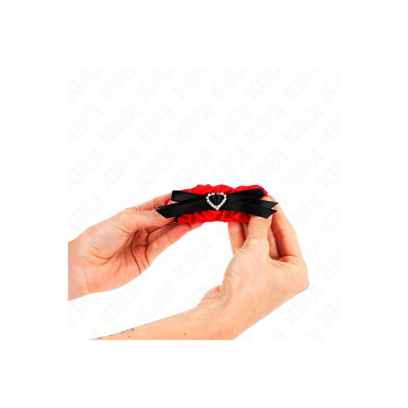 KINK - LACE ELASTIC WRIST RESTRAINTS RED HEART DETAILS ADJUSTABLE 22-…
