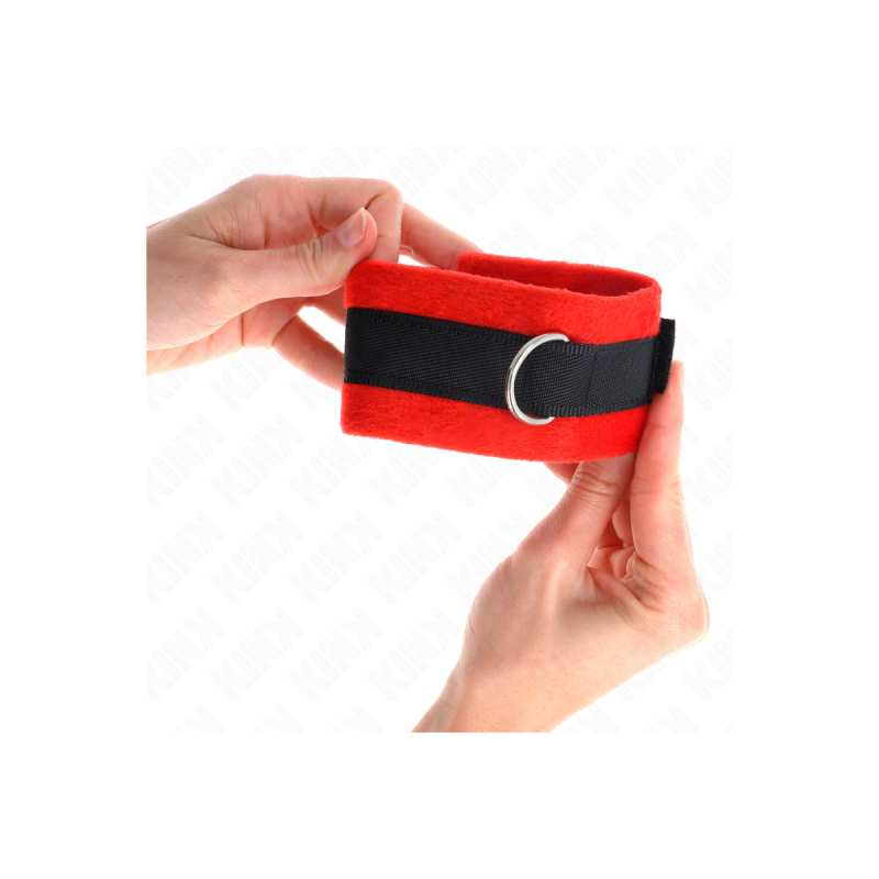 KINK - BEGINNER PELZHANDMANSCHETTEN SCHWARZ-ROT 30 X 7 CM - KINK WRIS…