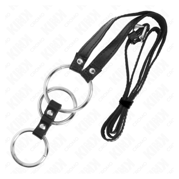 KINK - ANILLO PENE METAL TRIPLE 3.8 CM A 5 CM CON CINTURÓN POLIPIEL 112 CM