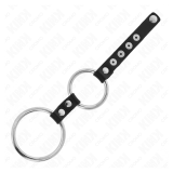 KINK - ANILLO PENE METAL DOBLE 3.8 CM A 5 CM CONECTADOS CON CUERO